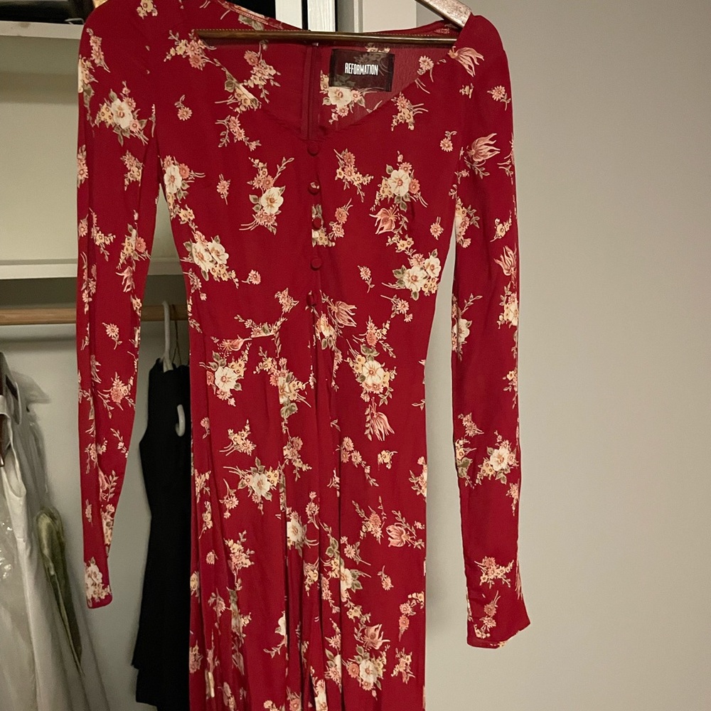 Reformation red floral dress